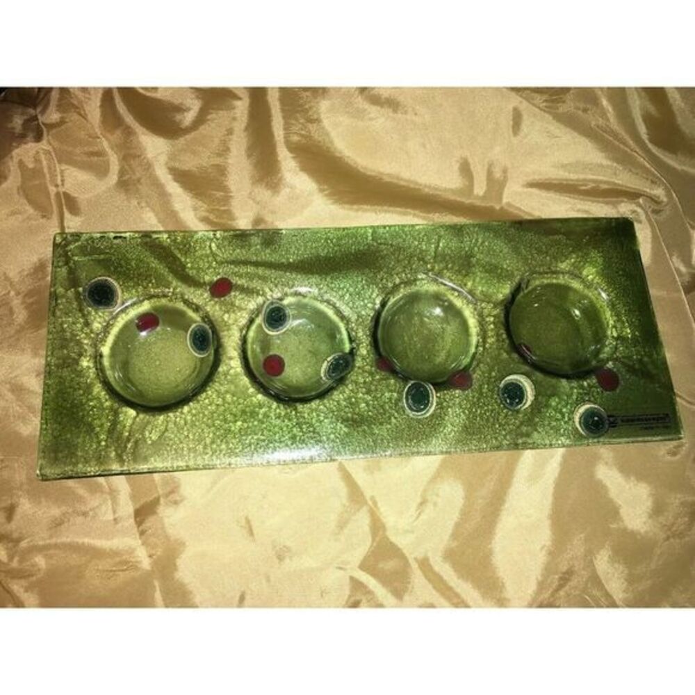 Kaleidoscopio hand made‎ italy large art glass Candleholder 13.75"x5.5"